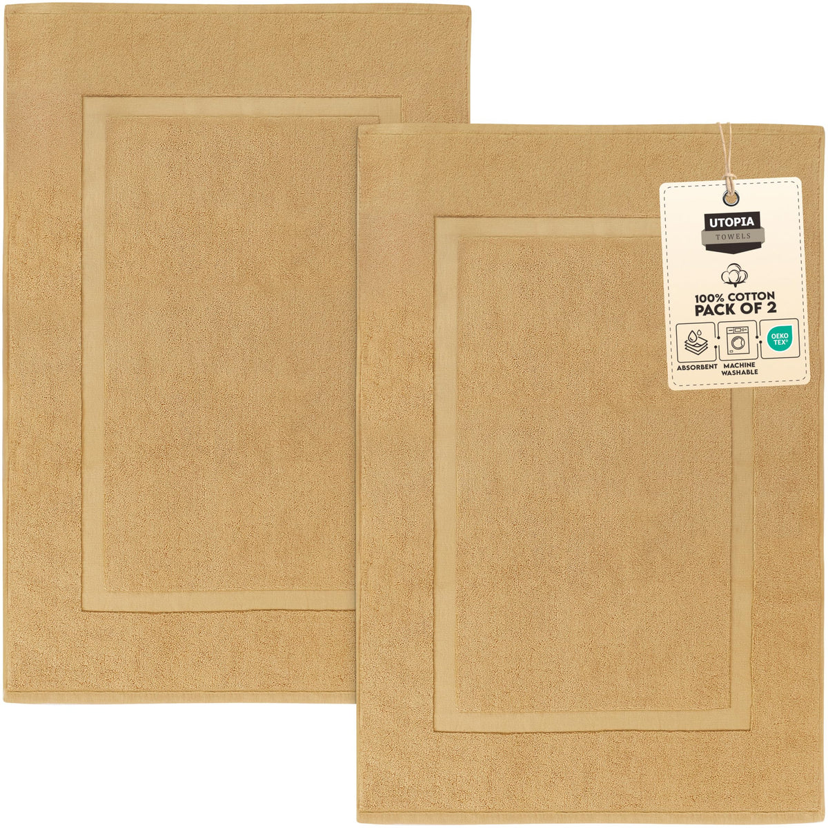 Utopia Towels Cotton Banded Rug full view shows ample 21x34 inches for dry floors.