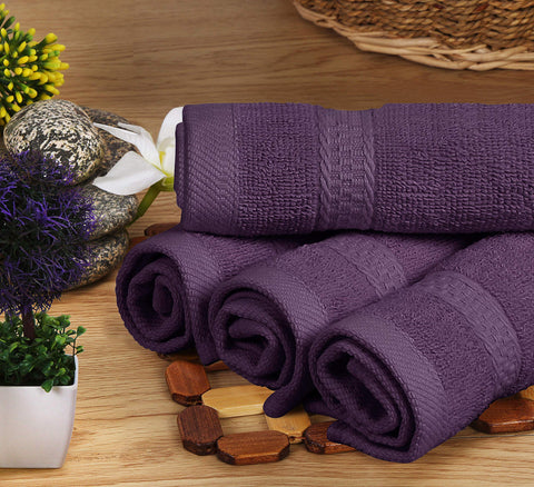 Utopia Towels double-stitched hems plum illustrate lasting quality and edge durability