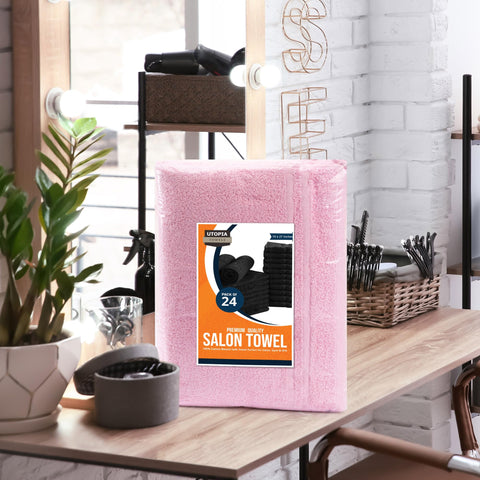 Utopia Towels ideal for salons, spas, gyms, and pools in pink.