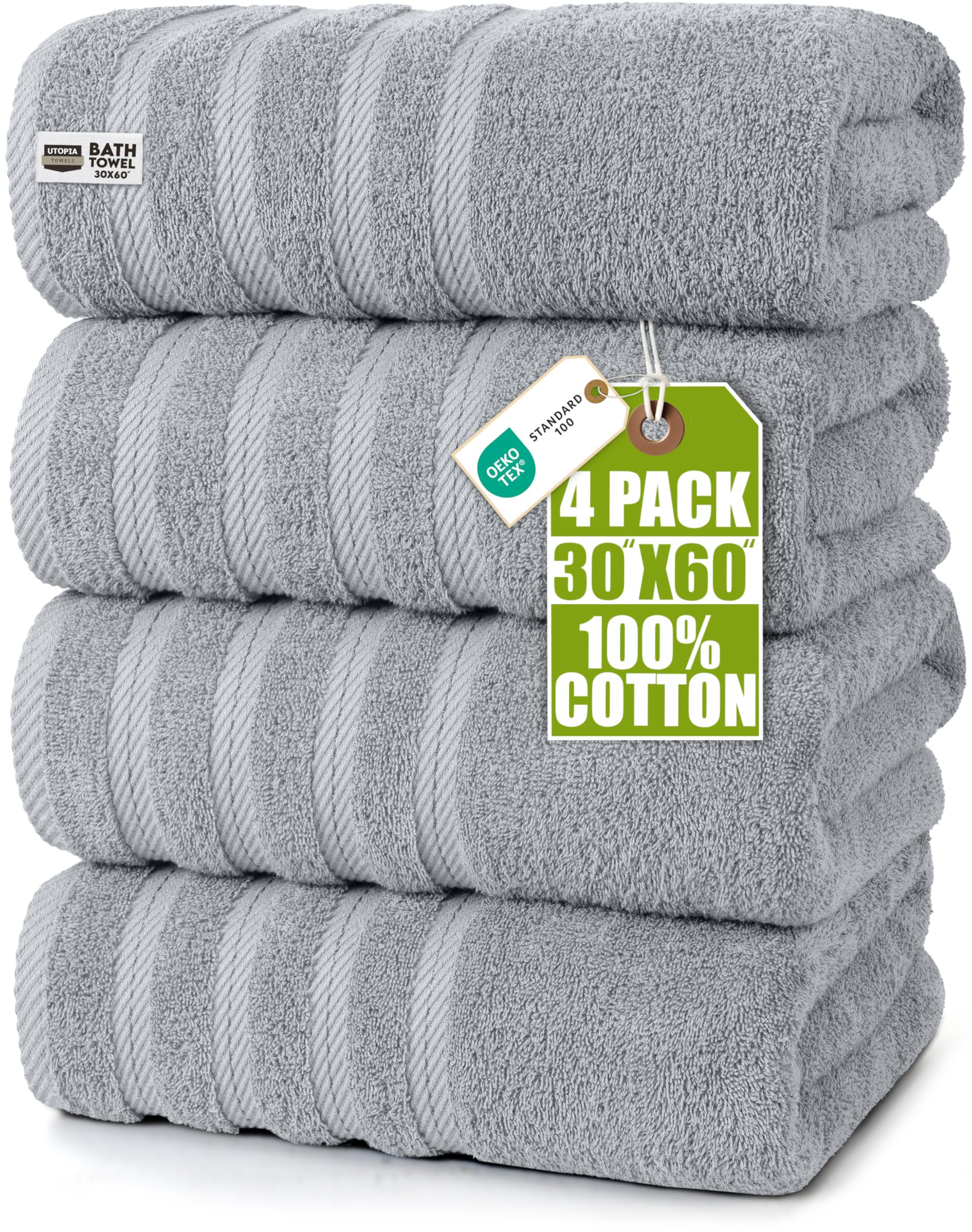Utopia Towels four-pack premium XL towel 30x60 laid flat for a fresh bath setup.