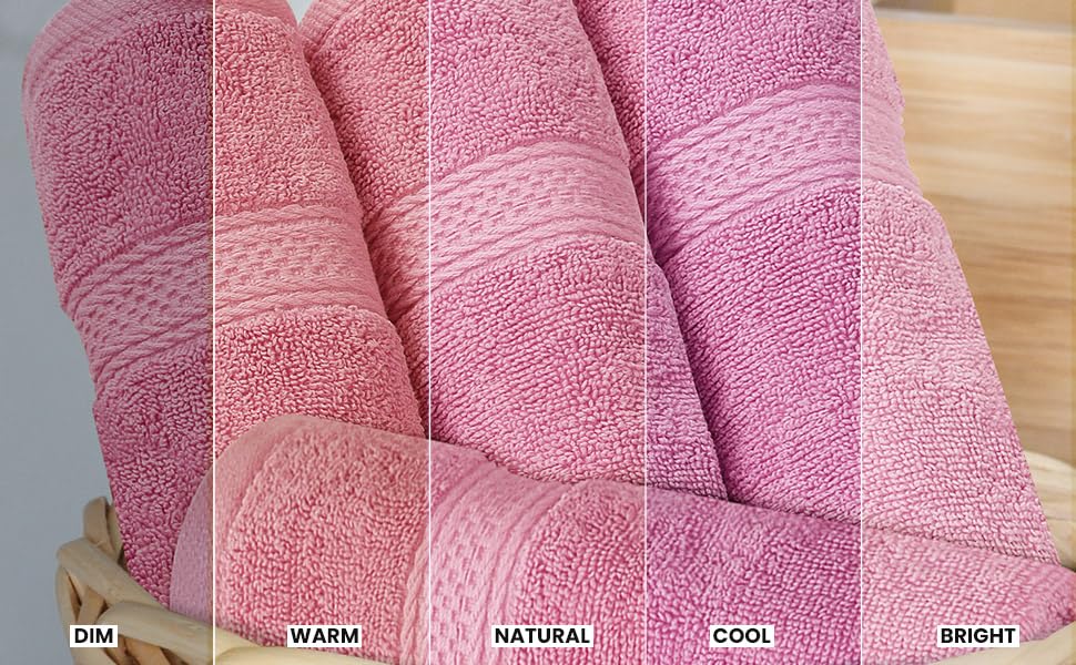 Utopia Towels double-stitched hem detail on pink towel indicating durability.