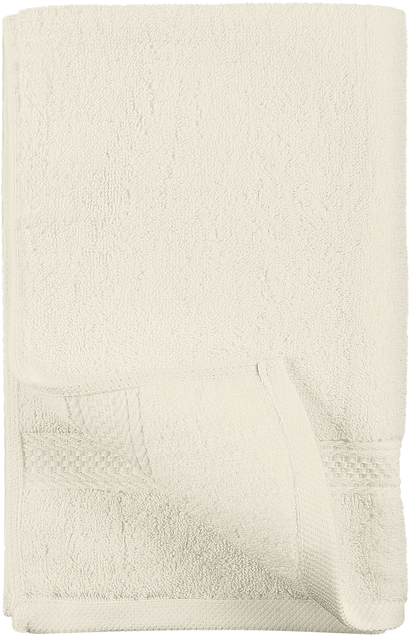 Utopia Towels ivory hand towels neatly stacked for elegant bathroom styling.