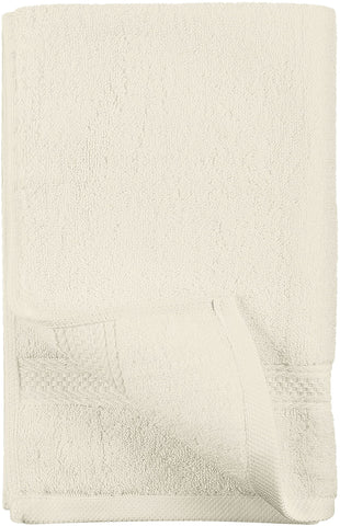 Utopia Towels ivory hand towels neatly stacked for elegant bathroom styling.
