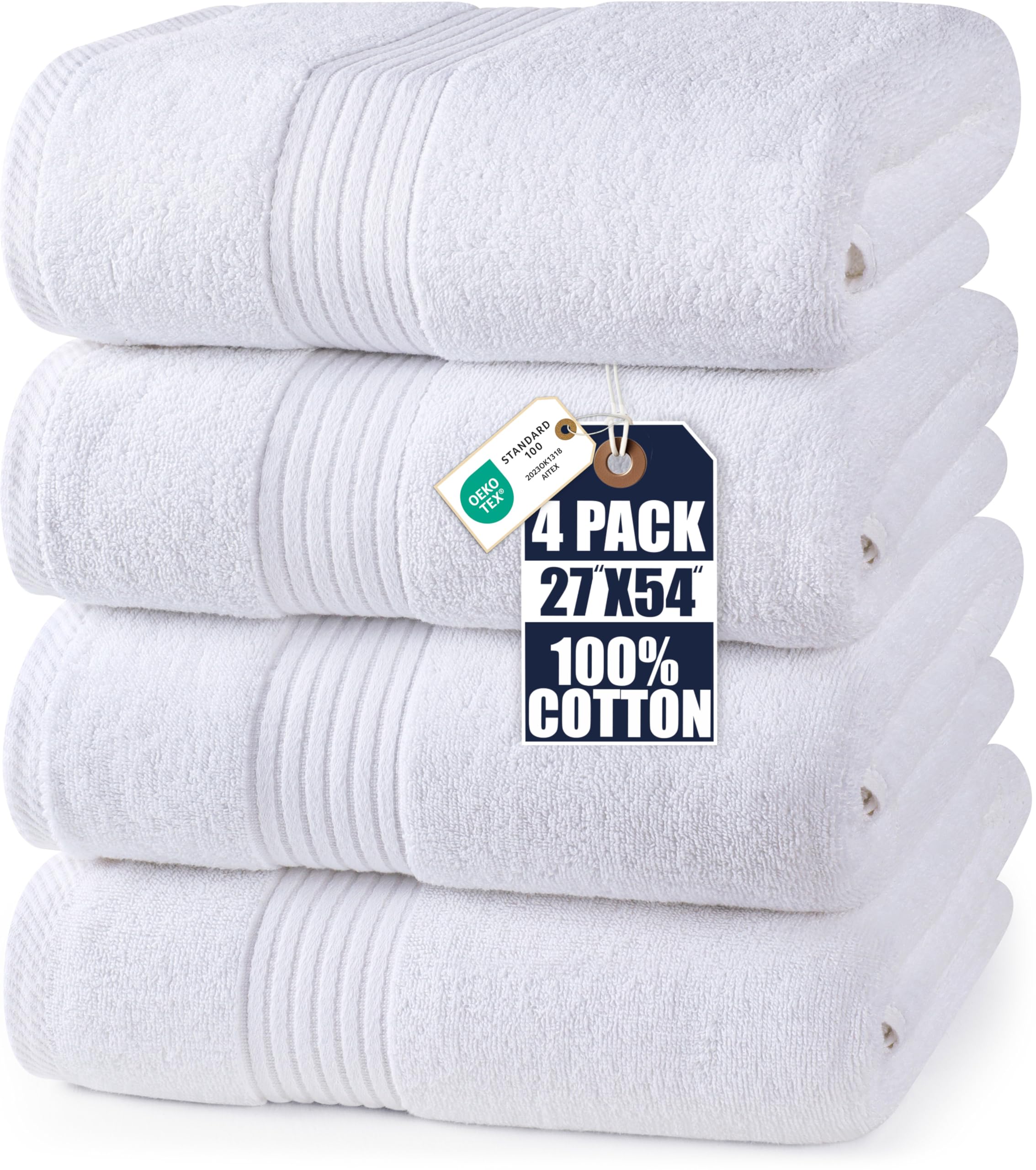 Utopia Towels Luxurious Bath Towels Set flatlay showing premium 100% cotton quality