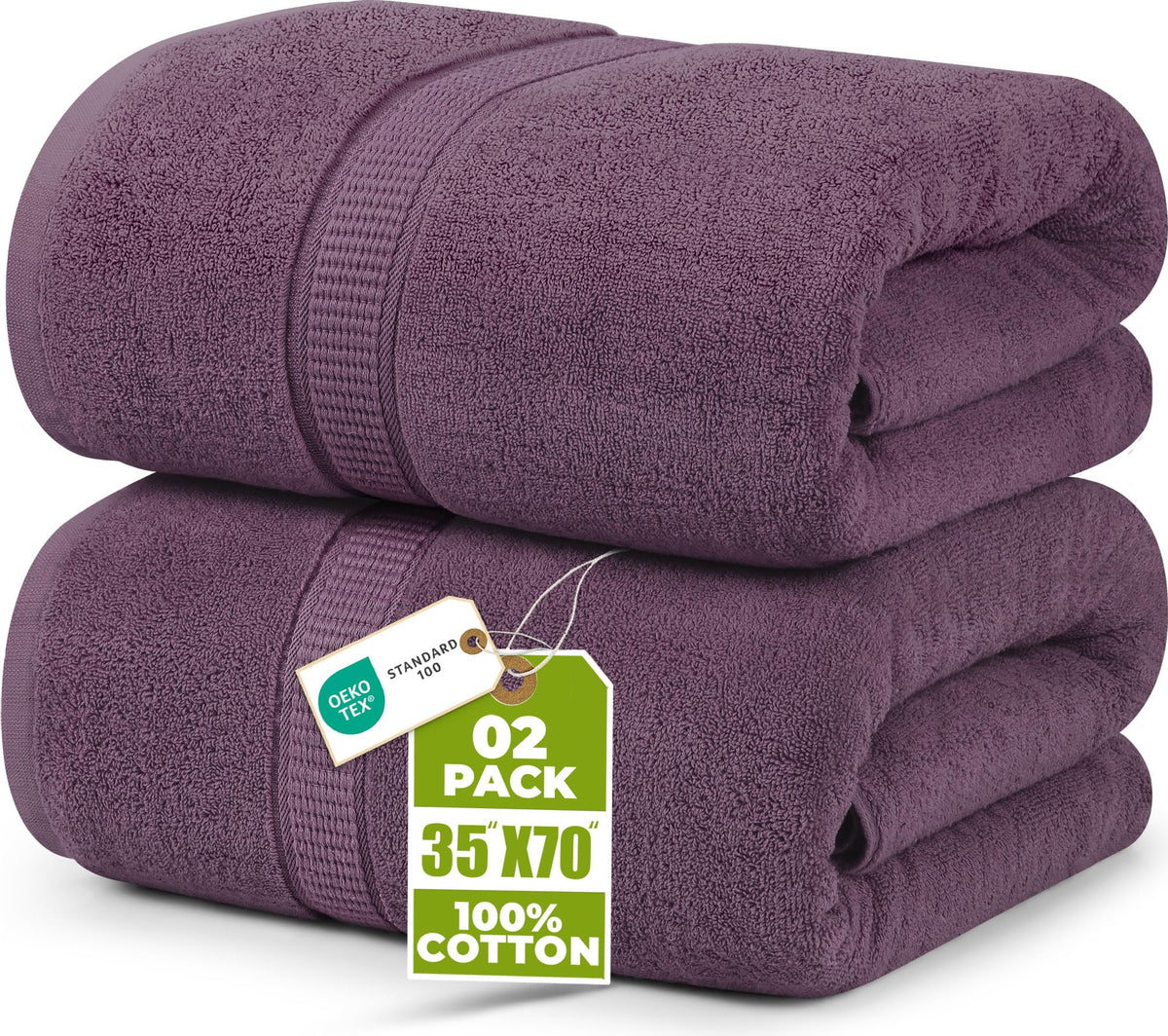Utopia Towels plum jumbo bath sheet folded to show generous coverage.