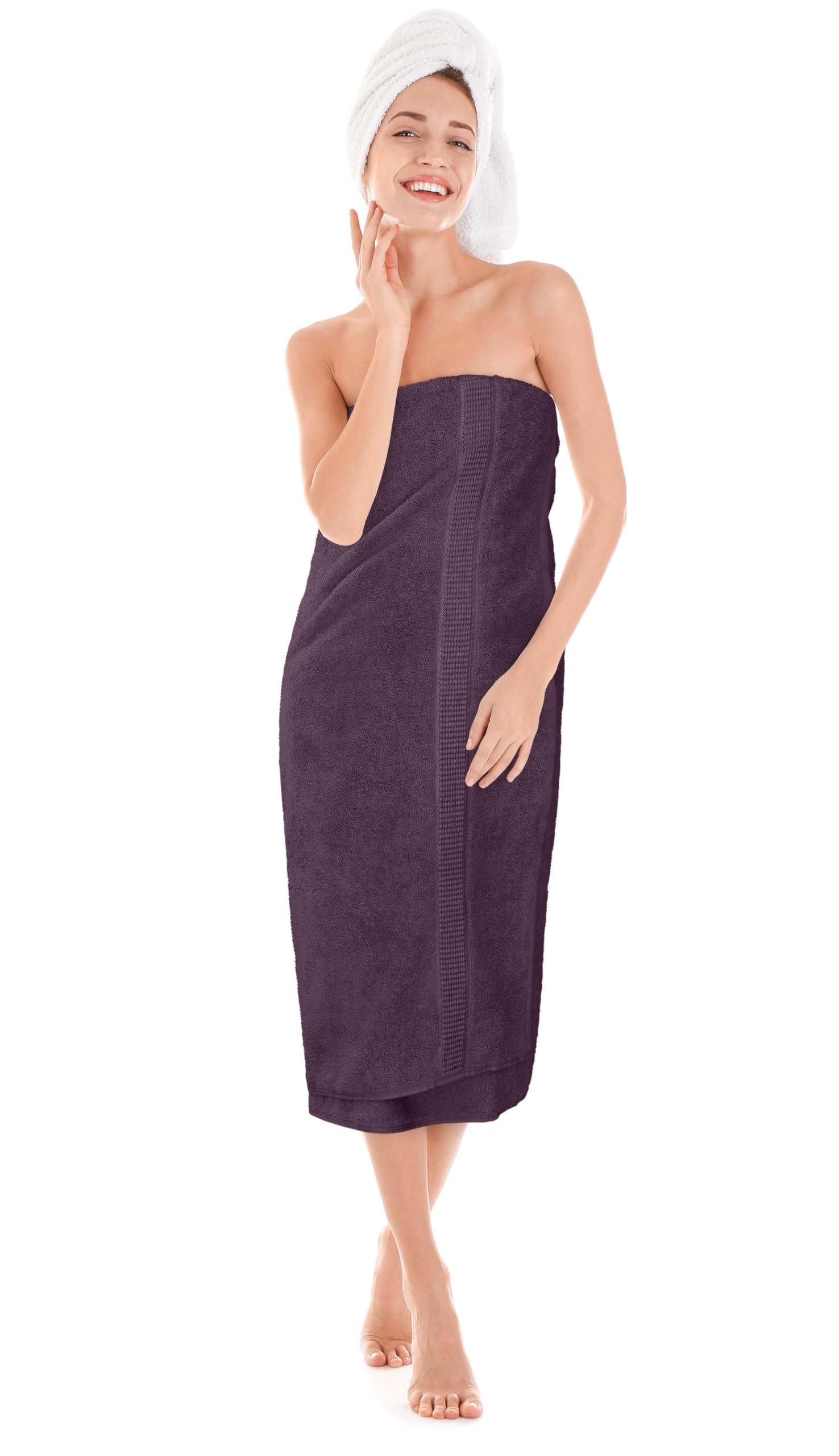 Utopia Towels plum jumbo bath sheet in package ready to ship.