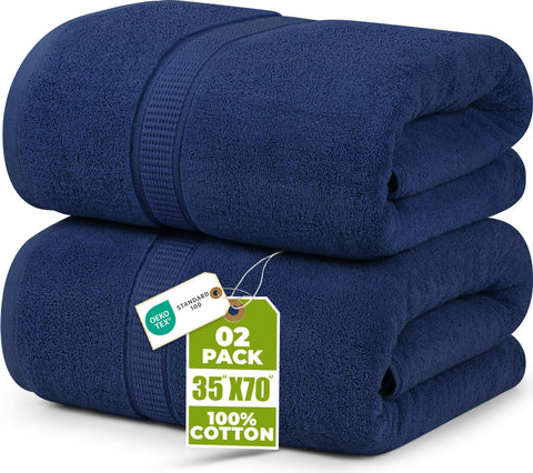 Utopia Towels jumbo bath sheet spread flat shows generous coverage for quick drying