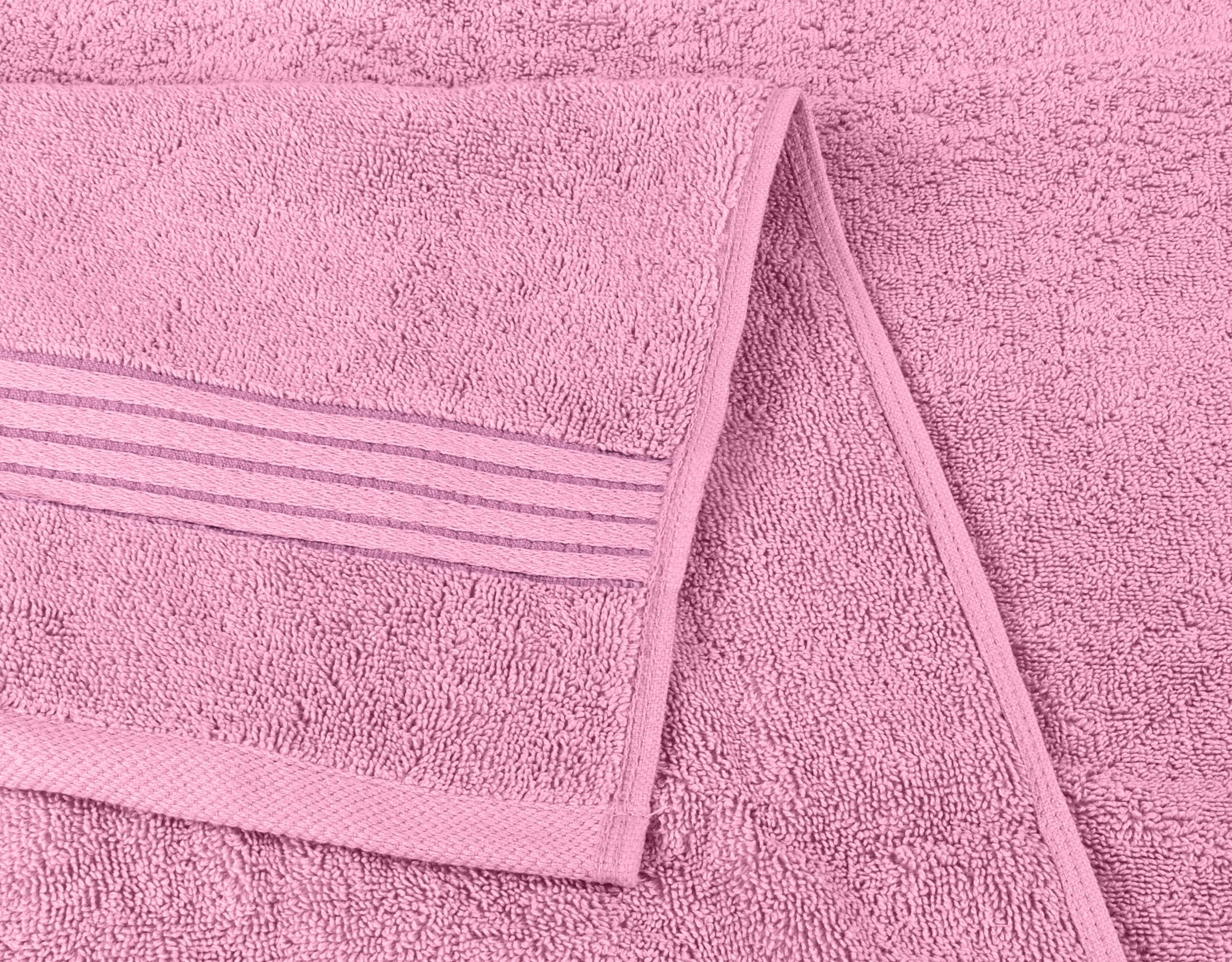 Utopia Towels machine-wash pink towels in warm water for easy care.