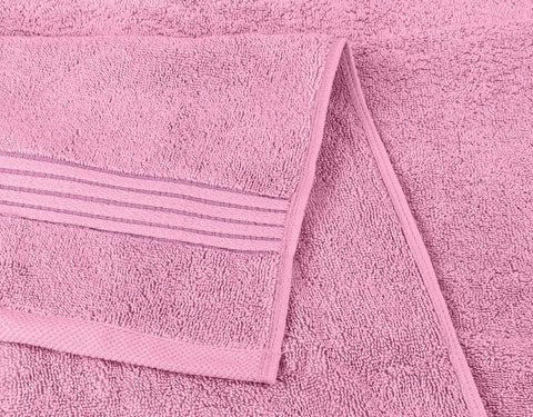 Utopia Towels machine-wash pink towels in warm water for easy care.