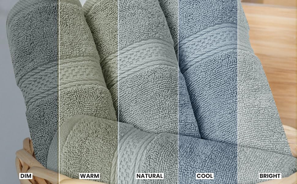 Utopia Towels Majestic Plush set display in cool grey palette