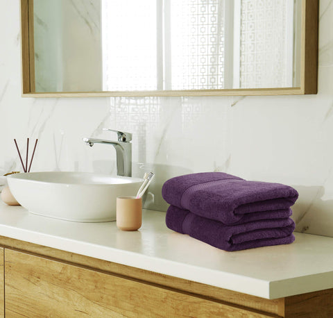 Utopia Towels Majestic Plush plum washcloths arranged for guest-ready setup