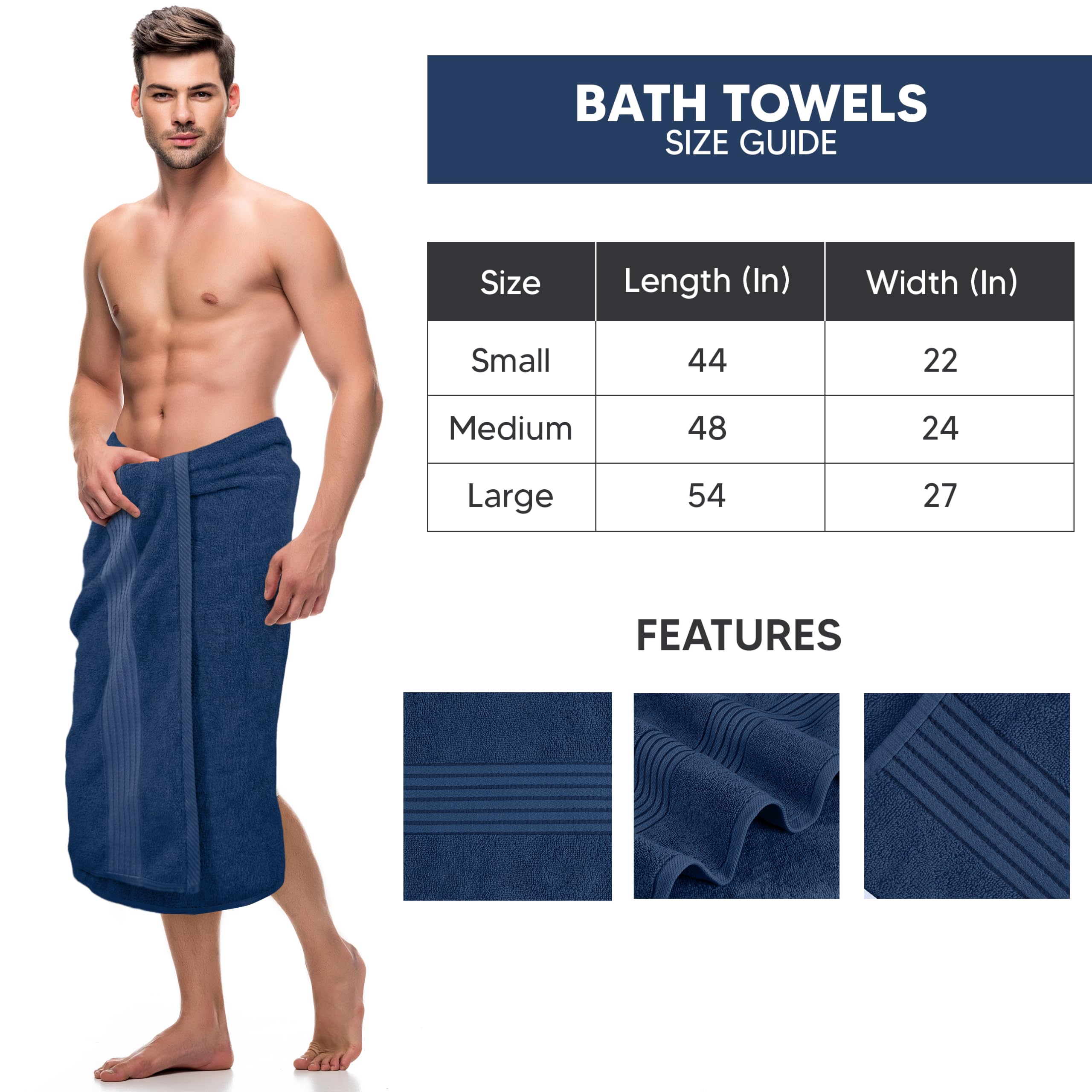 Utopia Towels navy towels close-up on ring-spun cotton fibers—soft and durable.