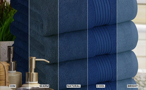 Utopia Towels navy towels show absorbent soft texture in action.