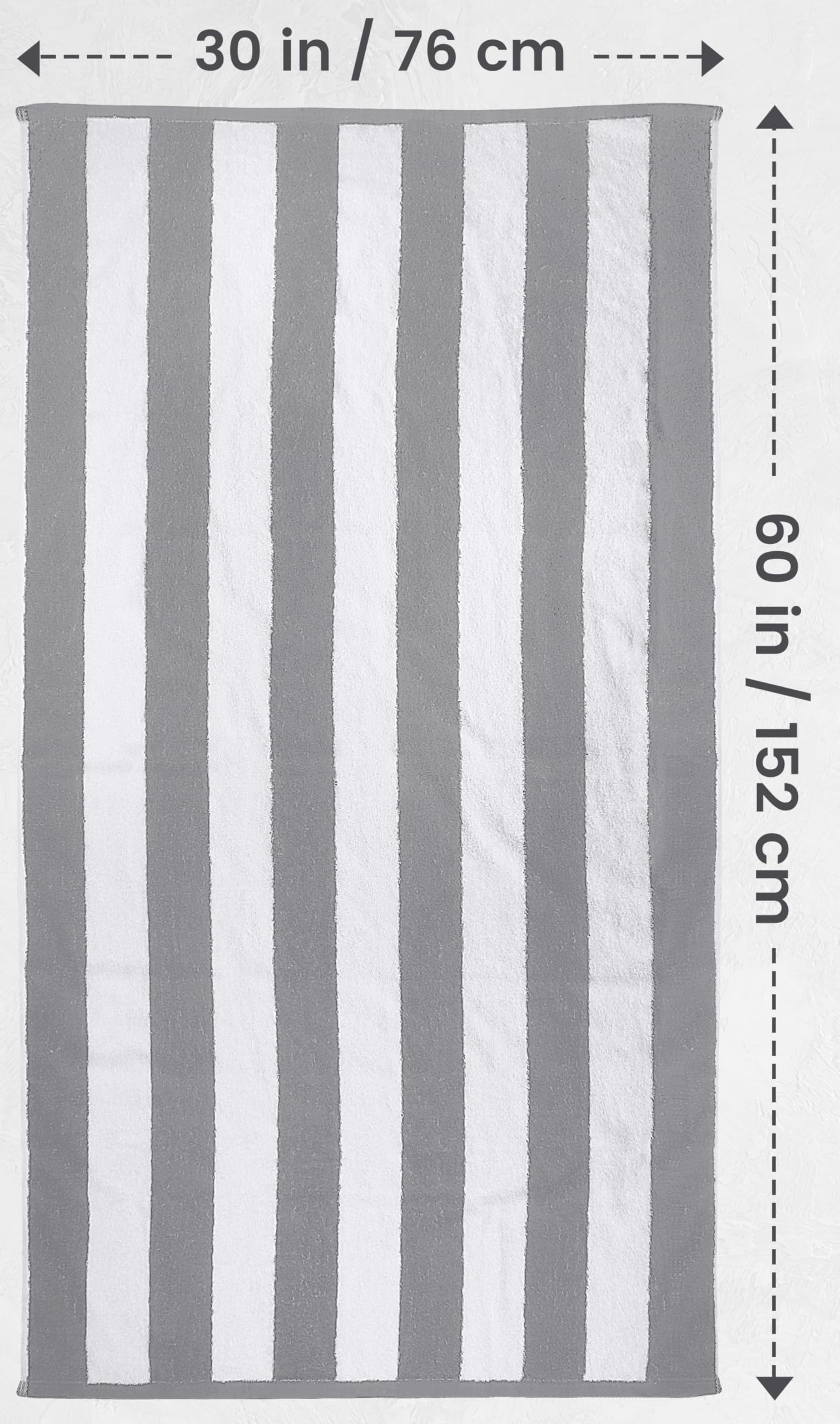 Utopia Towels four-pack gray striped bath towels ready for poolside use.
