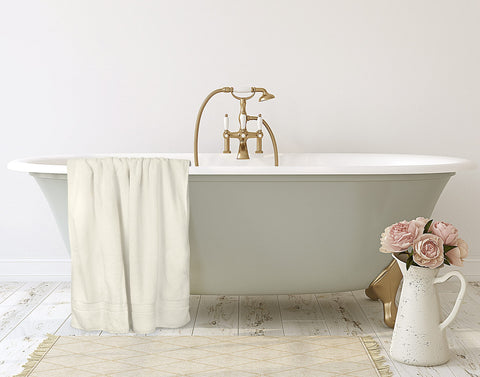 Utopia Towels displayed on rack highlighting generous coverage.