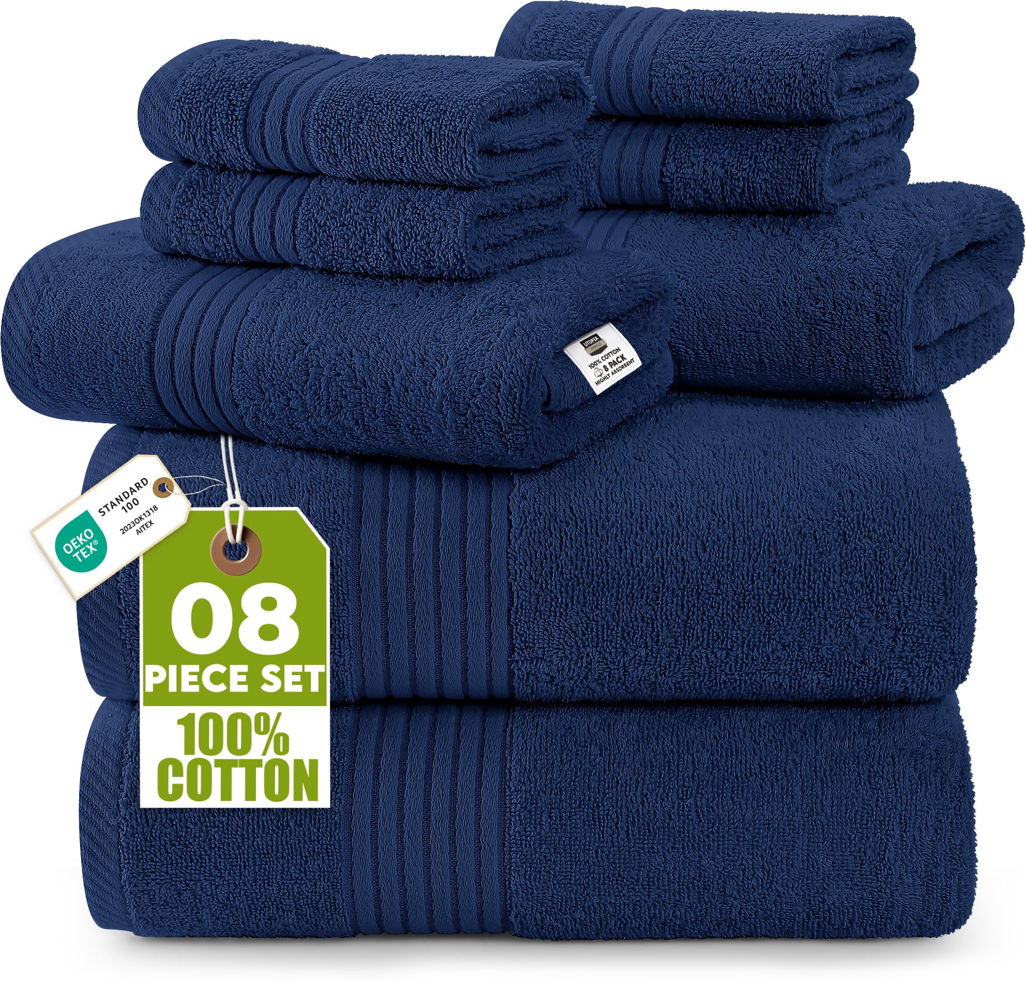 Utopia Towels premium navy bath towel showing soft, absorbent fabric.