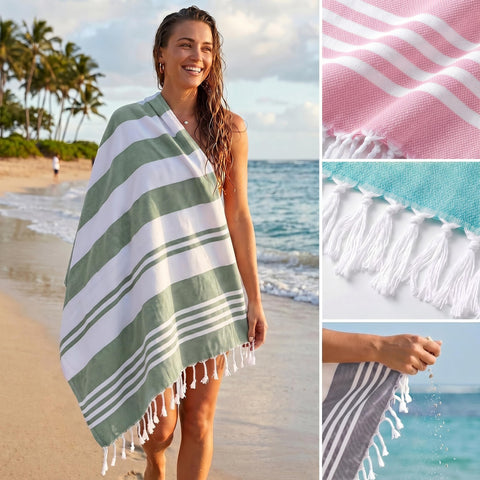 Utopia Towels sand-free shake-off design helps stay clean at the shore.