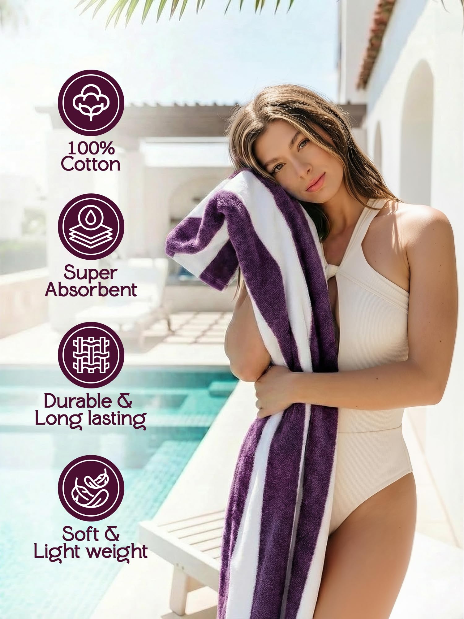 Utopia Towels premium cabana towel set with modern stripes for pool days.