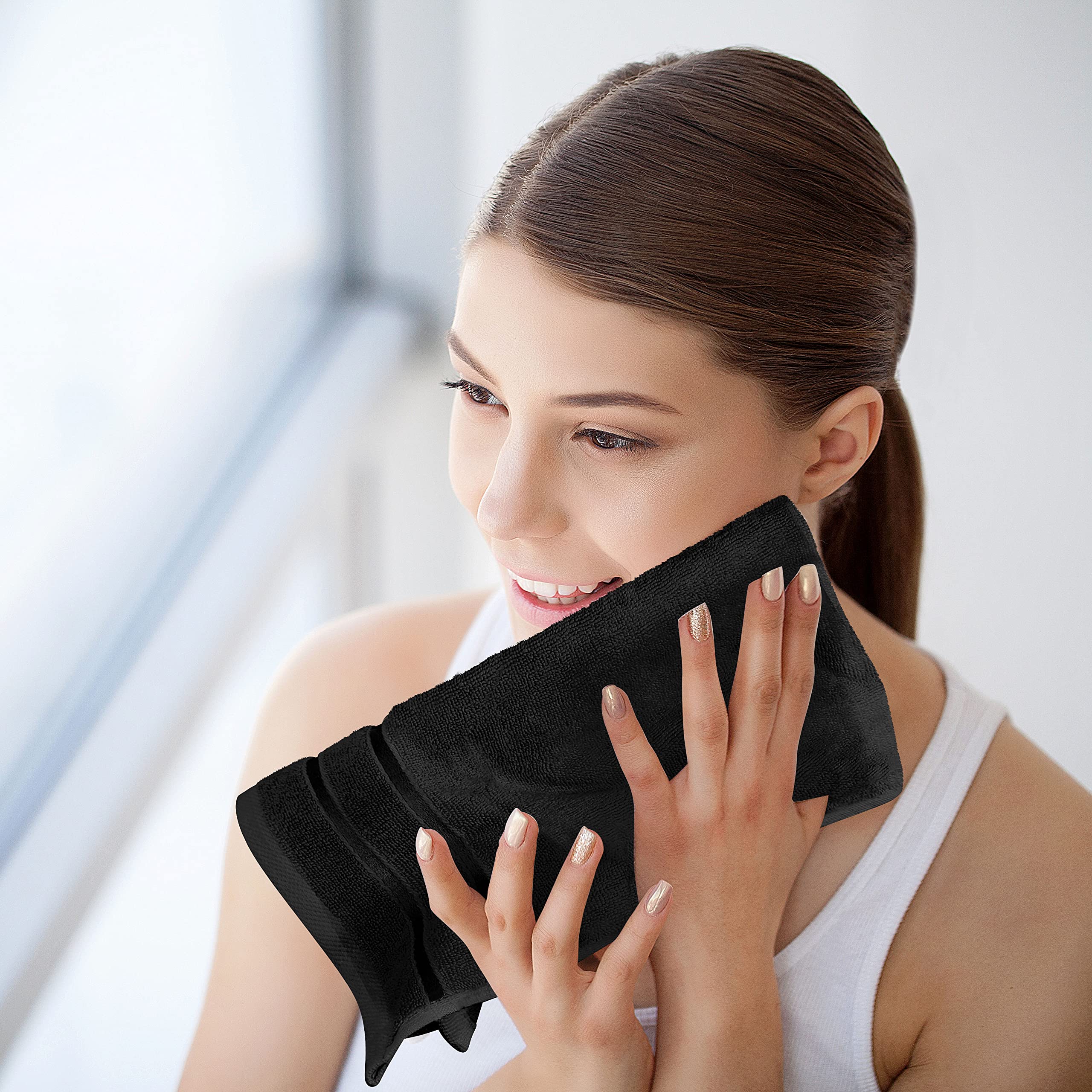 Utopia Towels washcloth 12x12 black soft cleansing cloth.