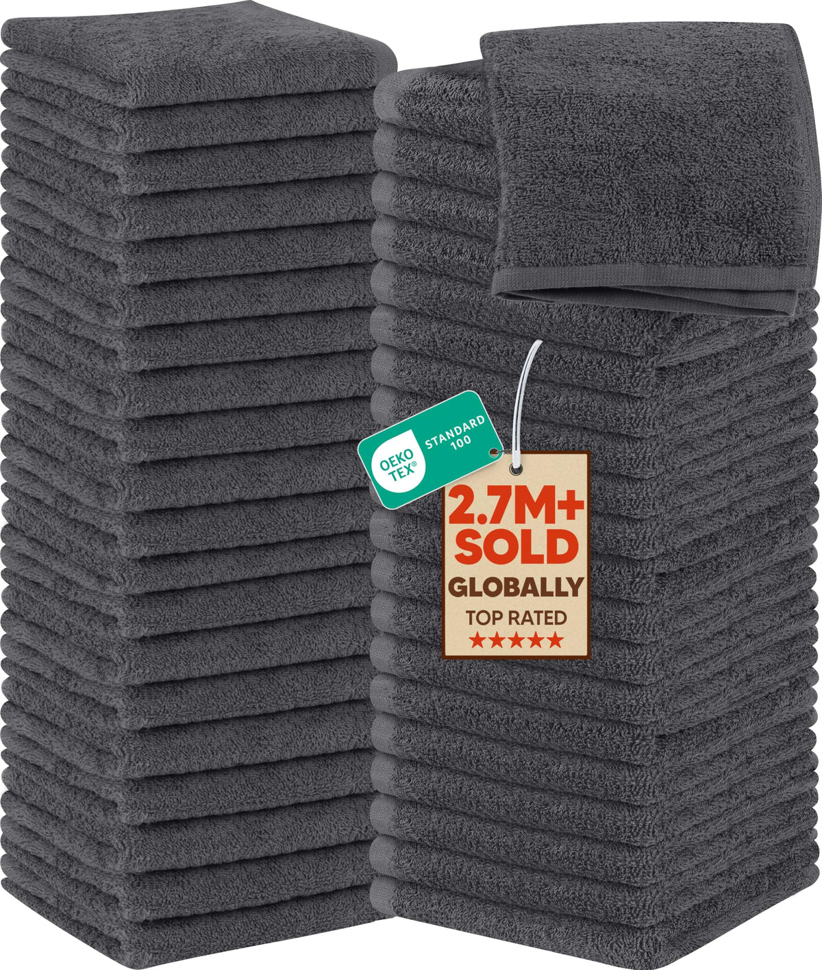 Utopia Towels washcloth set, 60-pack, soft and durable for daily use.