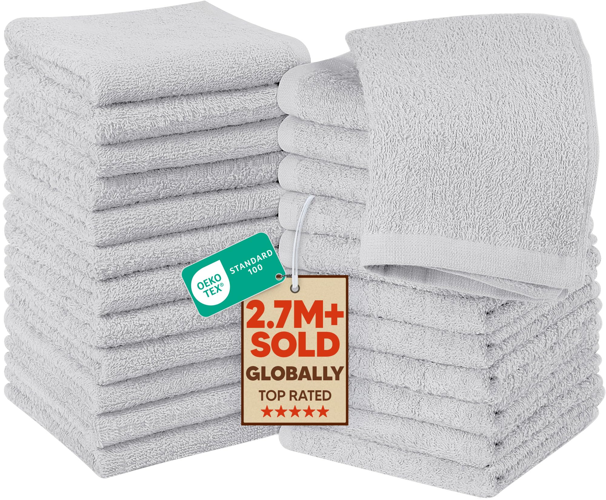 Utopia Towels 24-pack washcloths, 12x12 inches, soft and durable.