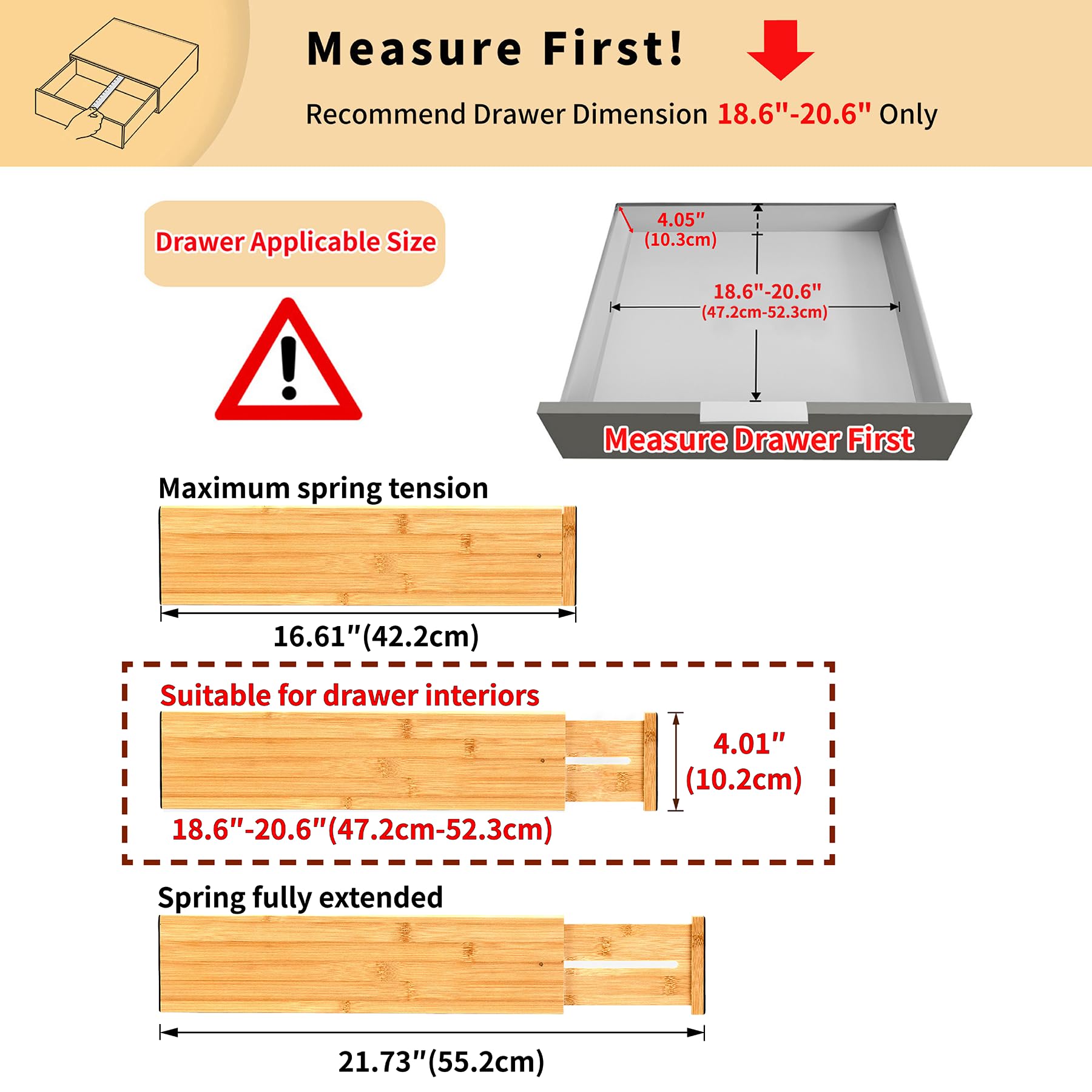 Utoplike adjustable length fits 18.6 to 20.6 inch drawers
