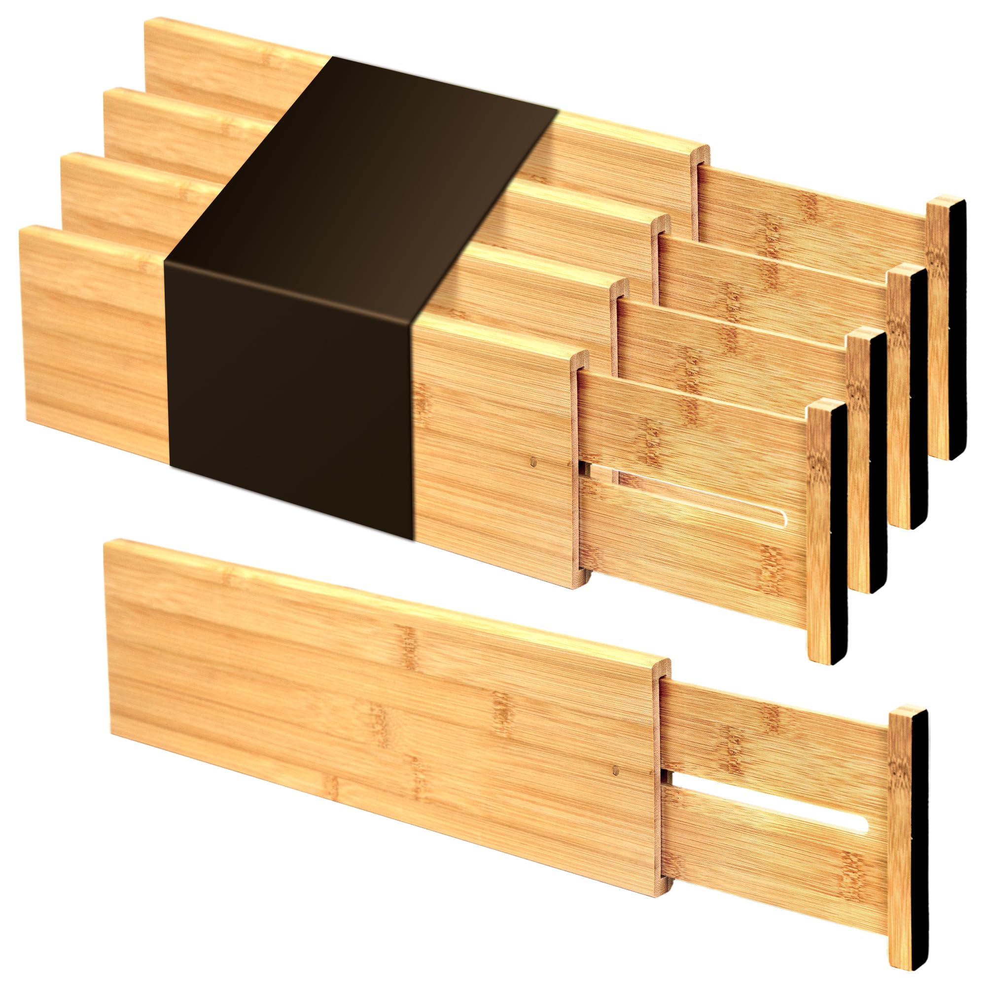 Utoplike bamboo drawer dividers organized in a kitchen drawer for utensils