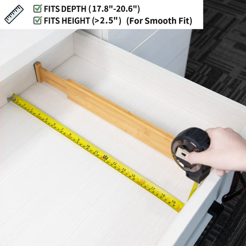 Utoplike bamboo drawer organizer in an office desk to separate tools and supplies.