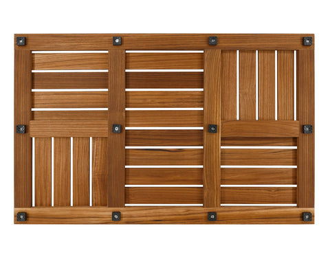 Utoplike luxury teak bath mat ready for a spa-like bathroom setup.