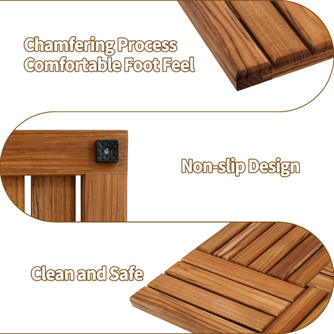 Utoplike teak bath mat durable teak provides sturdy foot support.