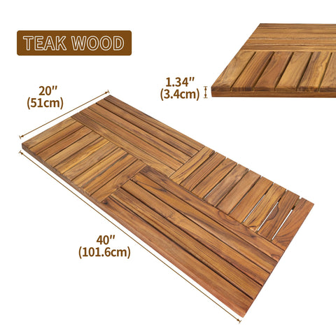 Premium teak wood construction of the Utoplike bath mat for long-lasting durability
