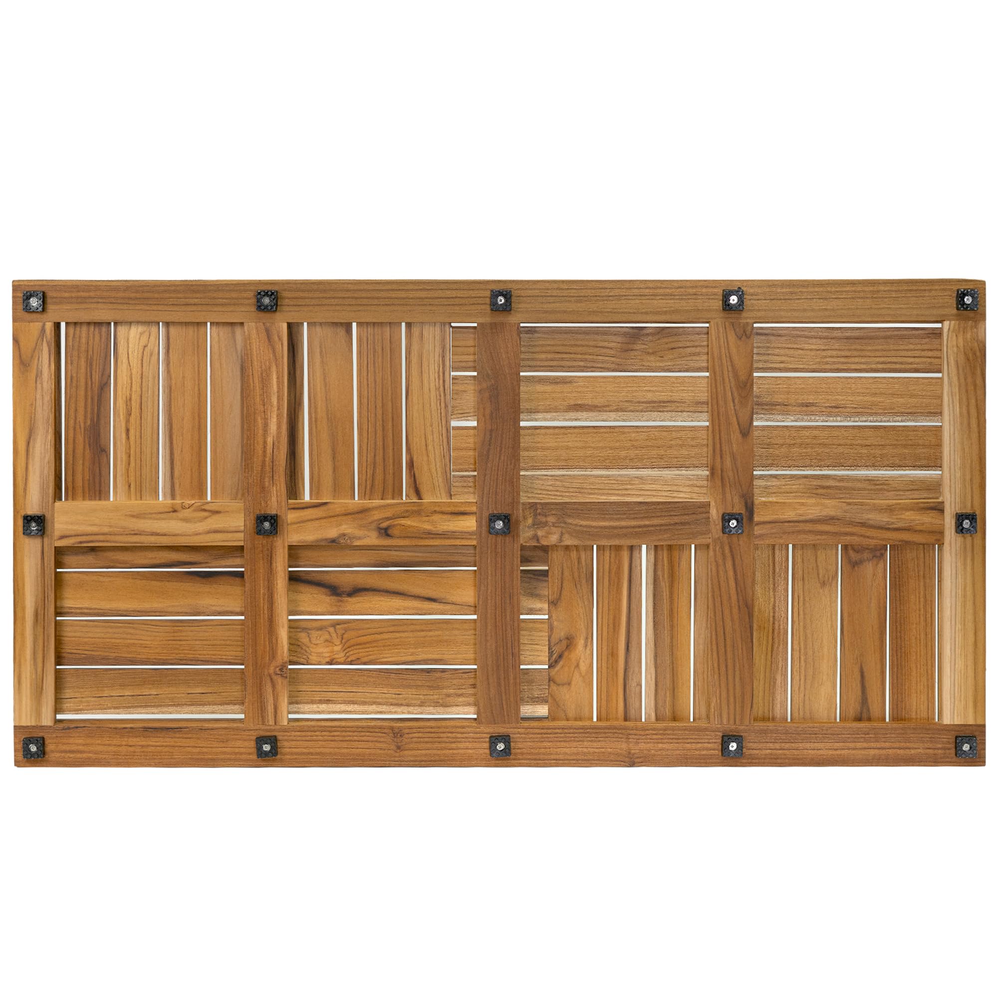 Versatile Utoplike teak bath mat for indoor or outdoor use