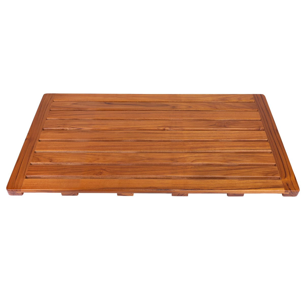 Utoplike teak bath mat large provides a sturdy surface for showers and baths.