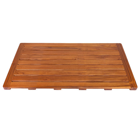 Utoplike teak bath mat large provides a sturdy surface for showers and baths.