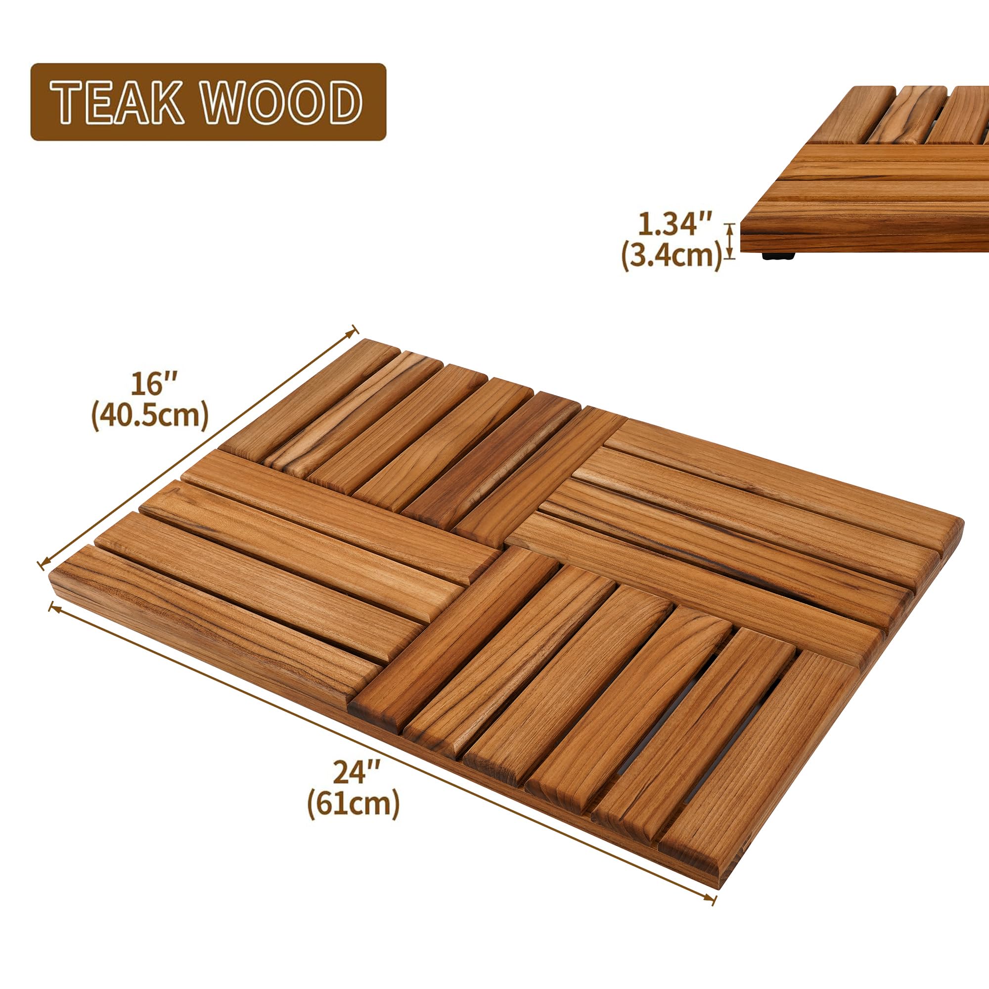 Utoplike teak bath mat ideal for shower use and spa-like routines.