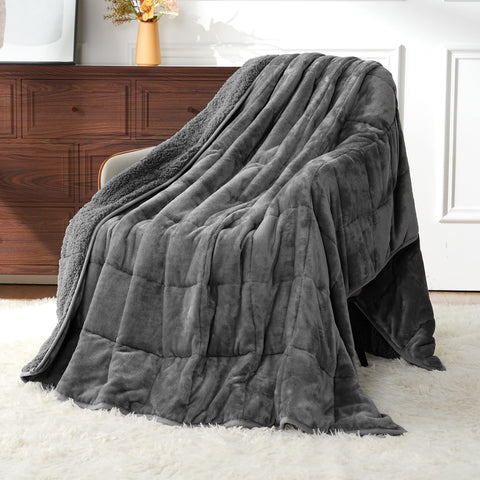 Uttermara weighted blanket with plush Sherpa gray top for cozy warmth
