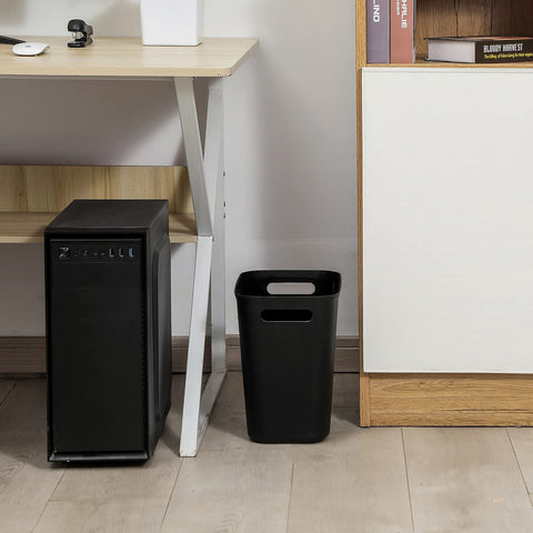 UUJOLY trash can with elevated base reduces wear and fits under sinks.