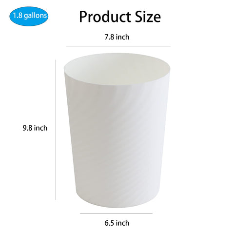 UUJOLY round white 1.8 gal trash can great for dorms and small spaces