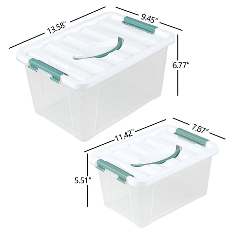 Uumitty 7QT clear latch box with lid, great for cosmetics and stationery organization.