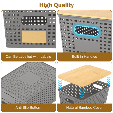 Uvellgift ventilated storage bins showing breathable design on shelves.