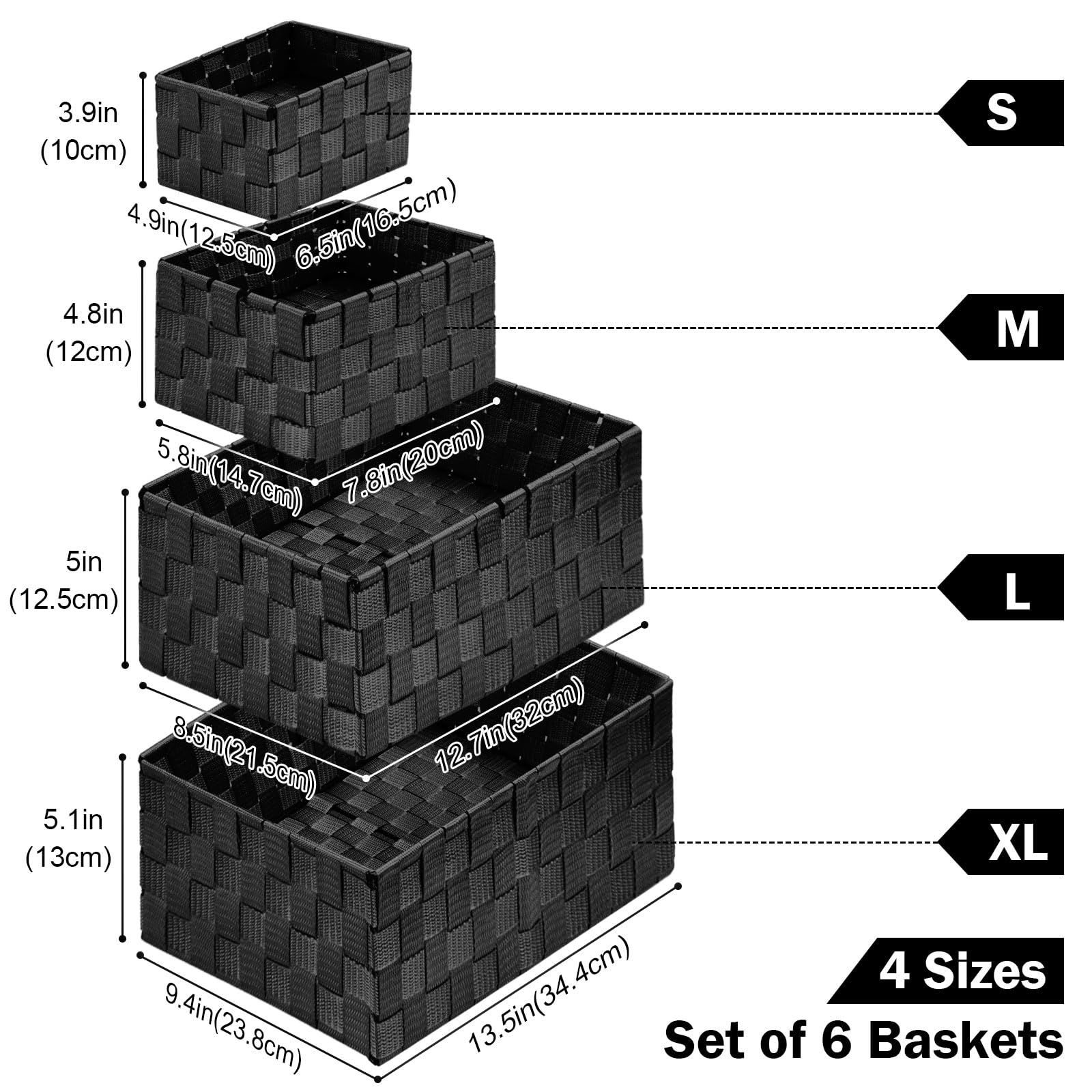 Uvellgift woven storage baskets closeup weave in black highlighting durable material with soft sheen.