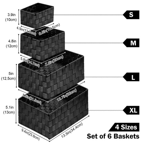 Uvellgift woven storage baskets closeup weave in black highlighting durable material with soft sheen.