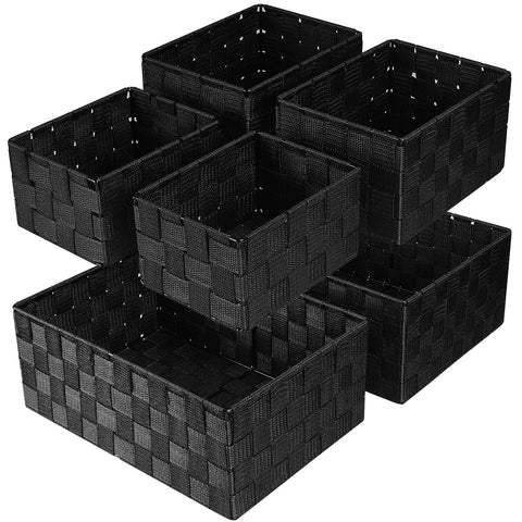 Uvellgift woven storage baskets set6 black in-drawer organizer for clothes and closet organization.