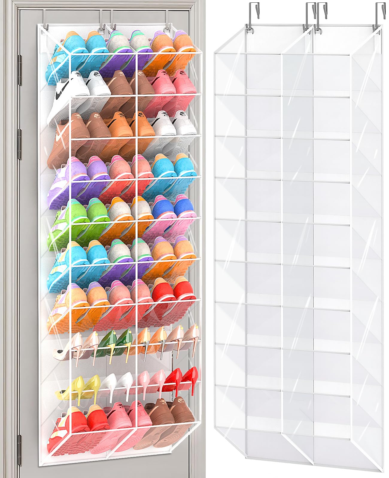 UVIAHOMI 10-tier door shoe organizer with wide design for easy access to shoes.