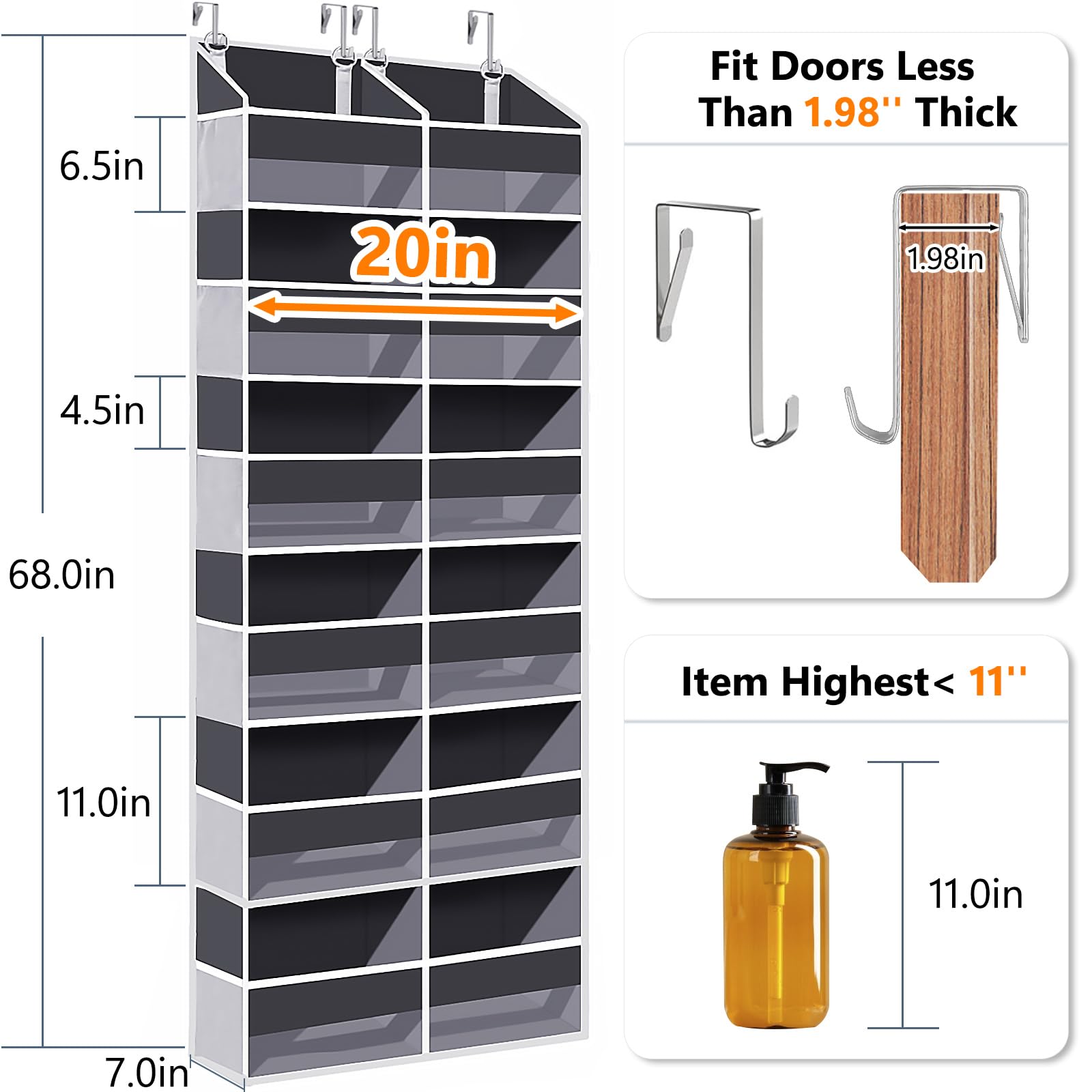 UVIAHOMI door organizer side mesh pockets keep items visible and ventilated.