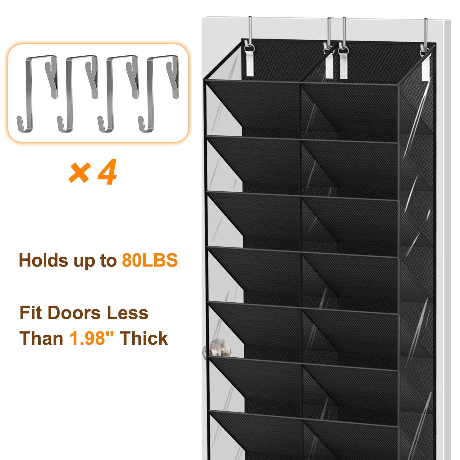 UVIAHOMI fits standard doors 1.37 to 1.98 inches thick for easy installation.