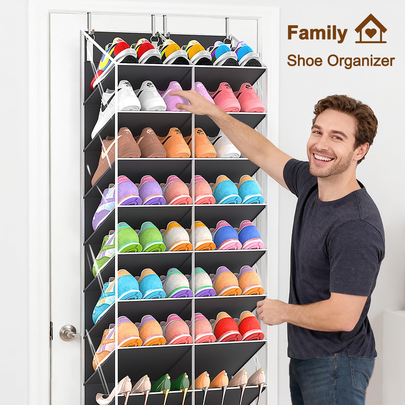 UVIAHOMI heavy-duty metal hooks provide stable door mounting.