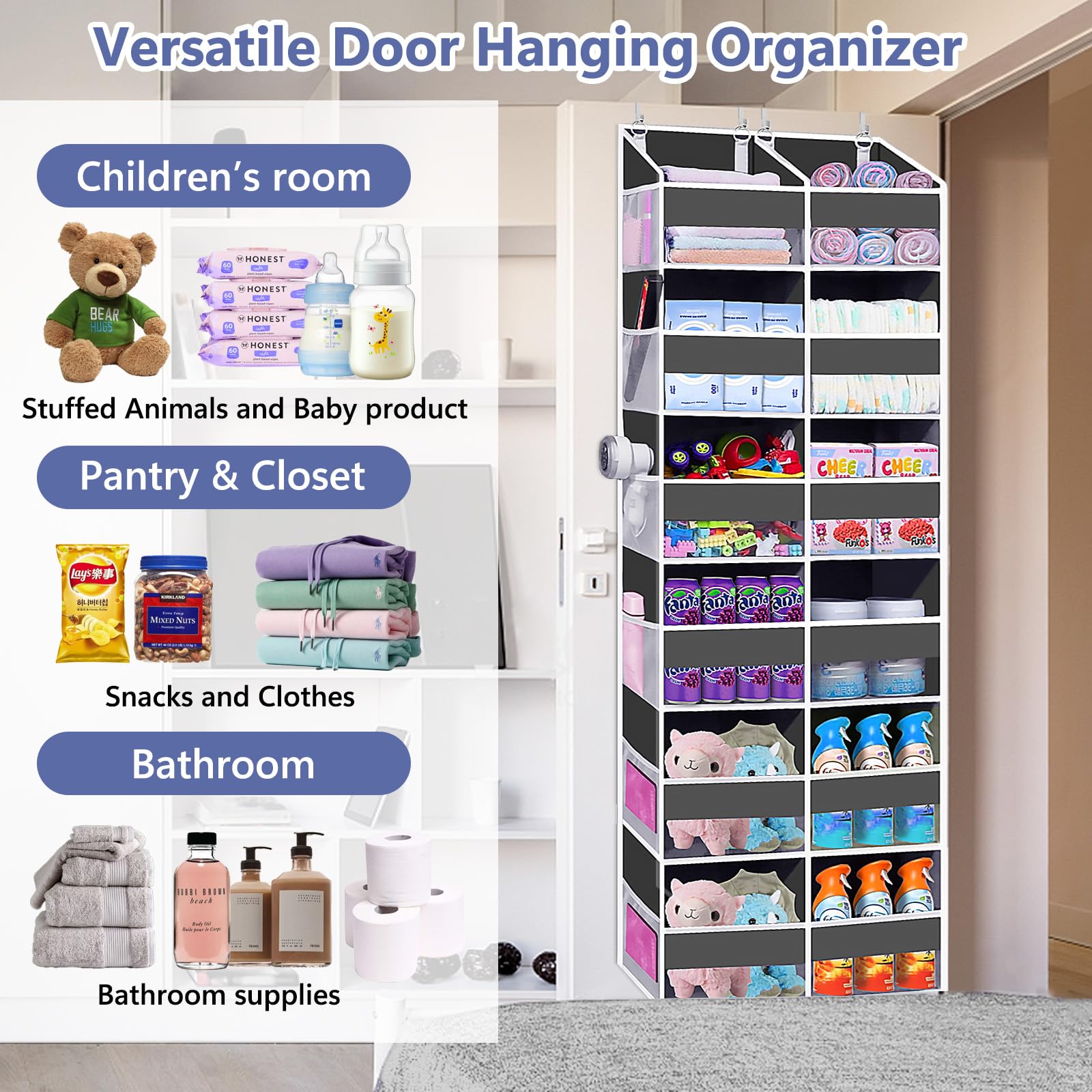UVIAHOMI size 20x57x7 inches maximizes vertical storage behind your door.