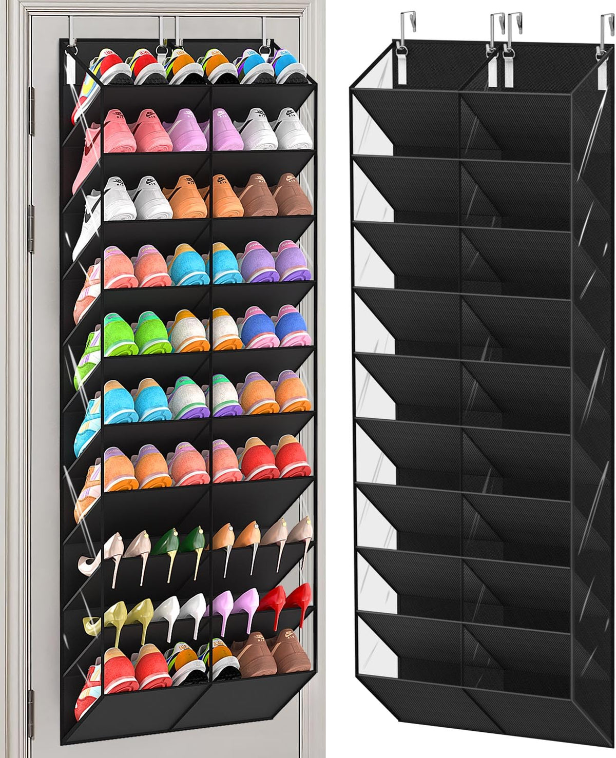 UVIAHOMI over-the-door organizer with clear pockets for quick shoe access.