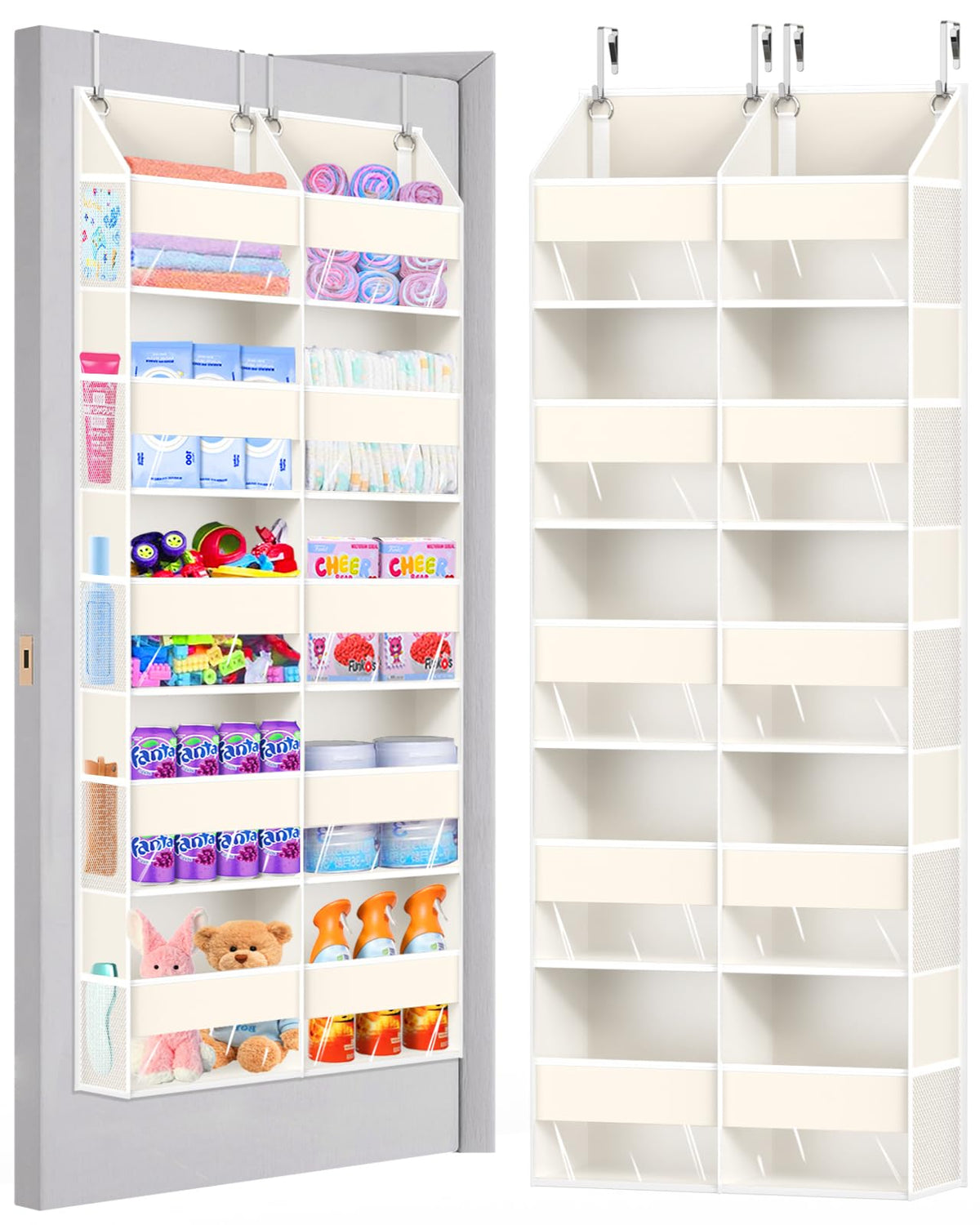 UVIAHOMI heavy duty over-the-door organizer front pockets keep toys organized
